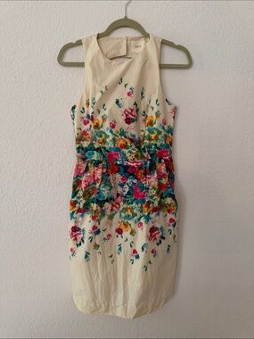 Maeve Cream Mini Dress with Multicolor Floral Print